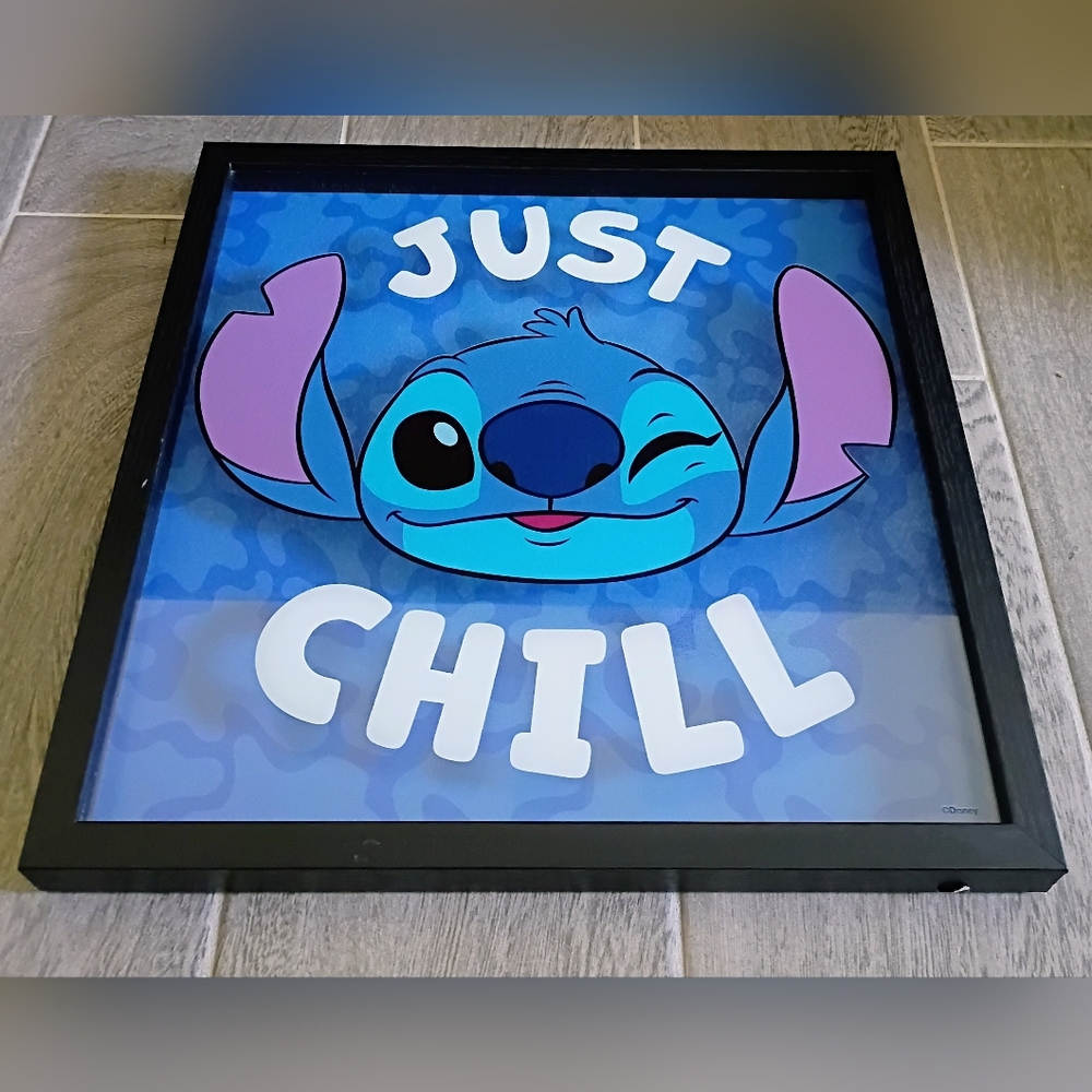 Just Chill Stitch Framed Art Print - Blue